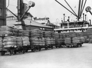 Wool bales on a wharf