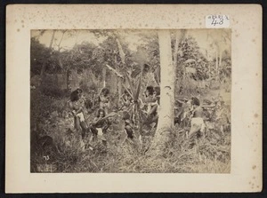 A & W :Photograph of Fijian men hunting, probably posed