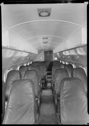 Vynide covers on seats of Dakota aircraft