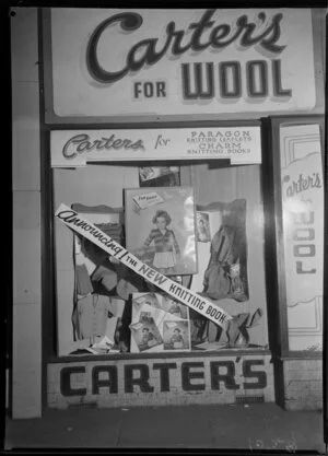 Window display at Carters Wool shop