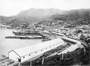 View of Lyttelton wharves and town - Photograph taken by Frank Arnold Coxhead