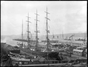 The sailing ship 'Fort George' in the graving dock at Port Chalmers, between 1884 and 1907