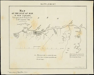 Map of the seat of war in New Zealand : given gratis with the Daily Courant of 26th September 1860.