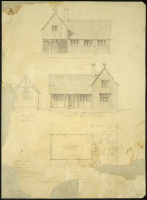 Beatson, William, 1808?-1870 :Design for [s]chool room with [mas]ters house [at]tached / W B 23/10/[18]58.