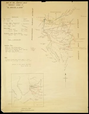 Batley, Robert Anthony Leighton, 1923-2004: Map of the Aorangi Bush formerly known as "Te Rakinui a kura" [ms map]. 1953