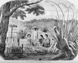Illustrated Sydney News :Flax dressing by the Maories, New Zealand. 1865