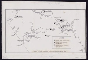 [Creator unknown] :Mission stations established in North Auckland before 1845 [ms map]. [1819-1845]