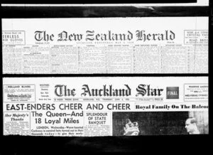 'New Zealand Herald' & 'Auckland Star' newspaper headings