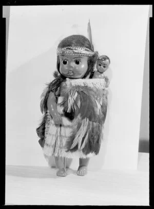 Maori souvenir doll - wahine with child on back