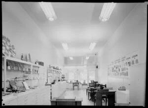 Interior of Singer sewing machine shop, Willis St., Wellington