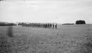 Group of soldiers marching at Waiouru Army Training Camp