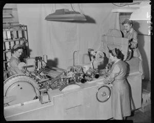 Women sorting tobacco leaves