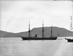 Barque rigged steamship 'Saphire', in Otago Harbour