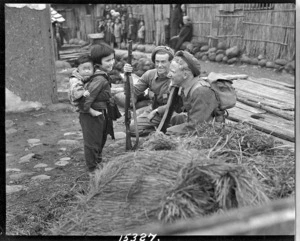 New Zealand soldiers on the island of Mi-shima, Japan