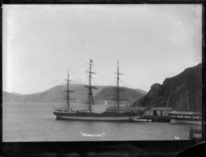 The sailing ship Warwick berthed at Port Chalmers