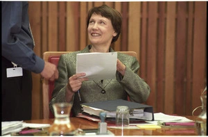 Prime Minister Helen Clark at a Cabinet meeting - Photograph taken by John Nicholson