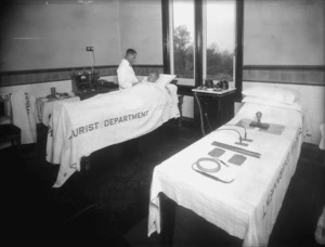 A man receiving therapeutic treatment at the Government Sanatorium and Baths, Rotorua