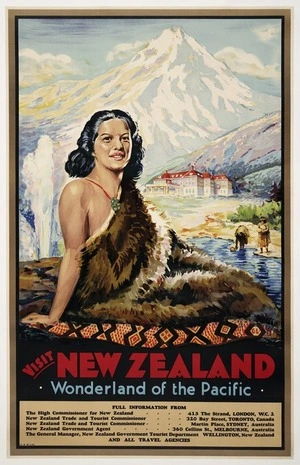[Laugesen, Carl Thorwald?] 1900-1987 :Visit New Zealand, wonderland of the Pacific / C.L. Full information from The High Commissioner for New Zealand, 415 The Strand, London W C 2 ... C.S.W. Ltd [1930s].