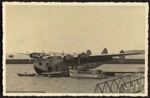 Boeing Clipper seaplane on a Pan-American airways trial flight to Auckland