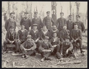 Crew of the 'Morning' during a picnic at Otarama