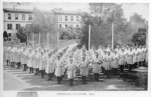 Physical education class at Nelson College for Girls - Photographer unidentified