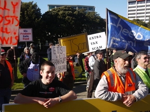 Photographs of a protest against the Emissions Trading Scheme, Wellington
