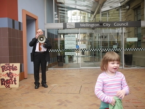 Photographs of a Wellington protest against the privatisation of water supply