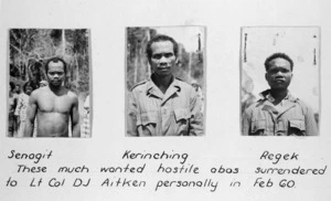 Aborigines Senogit, Kerinching and Regek, after surrendering, Malaya