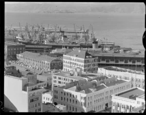 Wharf area with ships, Wellington