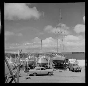 Boats on the hard at Evans Bay marina, Wellington