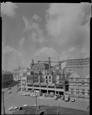 Building construction site, Investment House (head office of Public Service Investment Society), Wellington