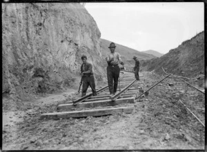 Men laying railway lines on the East Coast
