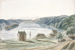 [Crawford, James Coutts] 1817-1889 :Harbour of Port Nicholson. Looking towards the Tararua range [1840s]