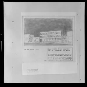 Architect's concept drawing for warehouse and office building, 35-41 Torrens Terrace, Wellington, Williams Architectural Division