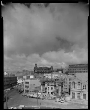 Building construction site, Investment House (head office of Public Service Investment Society), Wellington