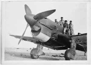 Soldiers of the Maori Battalion on a Stuka bomber at Sollum, Egypt, during World War 2