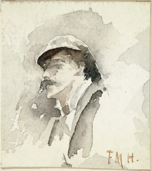 Hodgkins, Frances Mary, 1869-1947 :[Man in cap. ca 1890]