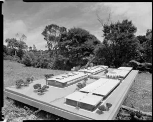 Architectural concept model of the proposed stage two build of the Forest Research Institute, Rotorua