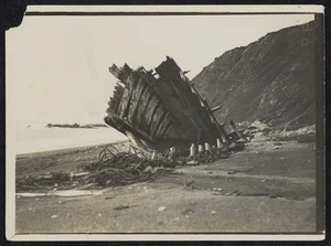 Remains of the wrecked schooner 'Gratitude' at Nuggets Point, Macquaries