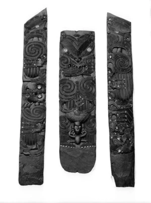 Maori wooden carved pieces, from a meeting house