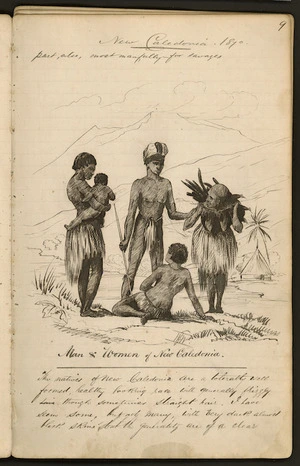 Sketch of man and women of New Caledonia