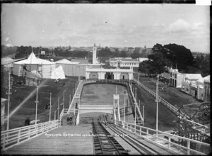 View of the Wonderland chute at the Auckland Exhibition, Auckland Domain