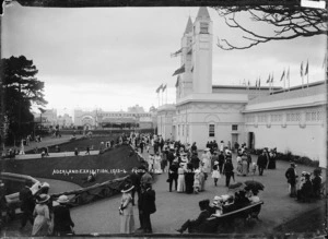 View of the Palace of Industries and Exhibition Towers, Auckland Exhibition, Auckland Domain