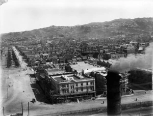 Part 4 of a 13 part panorama of Wellington, showing the suburb of Mt Victoria and the surrounding area