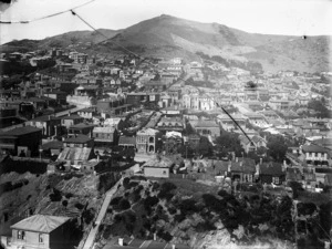 Part 12 of a 13 part panorama of Wellington, showing the suburb of Mt Victoria and the surrounding area