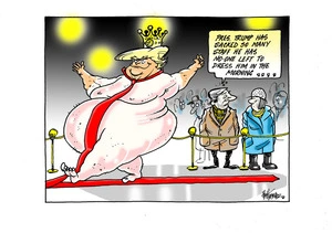 [Donald Trump wearing the Emperor's new clothes]