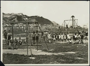 Children in a playground, Kilbirnie, Wellington