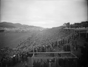 Crowd watching a rugby match at Athletic Park, Wellington