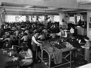 Interior of a work room in a clothing factory