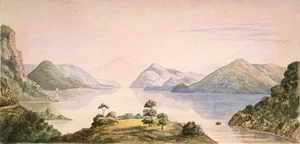 [Hoyte, John Barr Clark] 1835-1913 :Lake Waikaremo-ana, Auckland from a sketch by Mr. J. C. Hoyte [1870s. Copied by Joseph Sandell Welch]